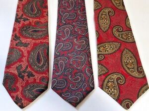 Mens 100% SILK Neck Tie Lot of 3 PAISLEY Made in USA